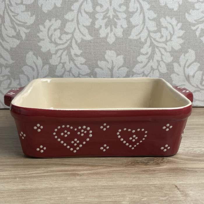 Square dish red heart