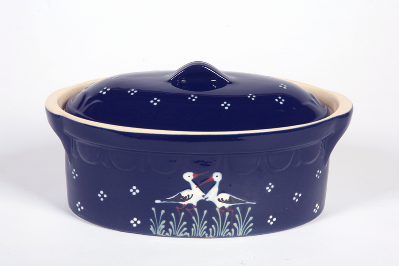 Terrine bleu foncé cigognes 25cm N°5