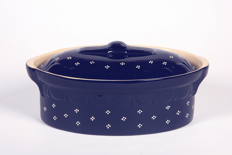 Terrine bleu foncé points 34 cm N°3 pour 4 personnes